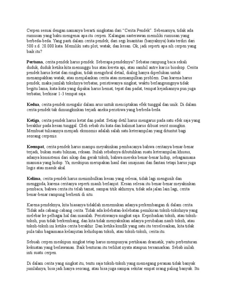 Cara Menulis Cerpen Yang Benar Dan Menarik | PDF