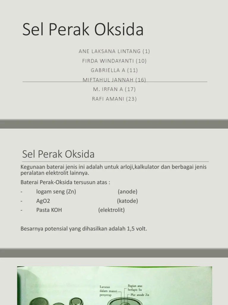 Sel Perak Oksida | PDF