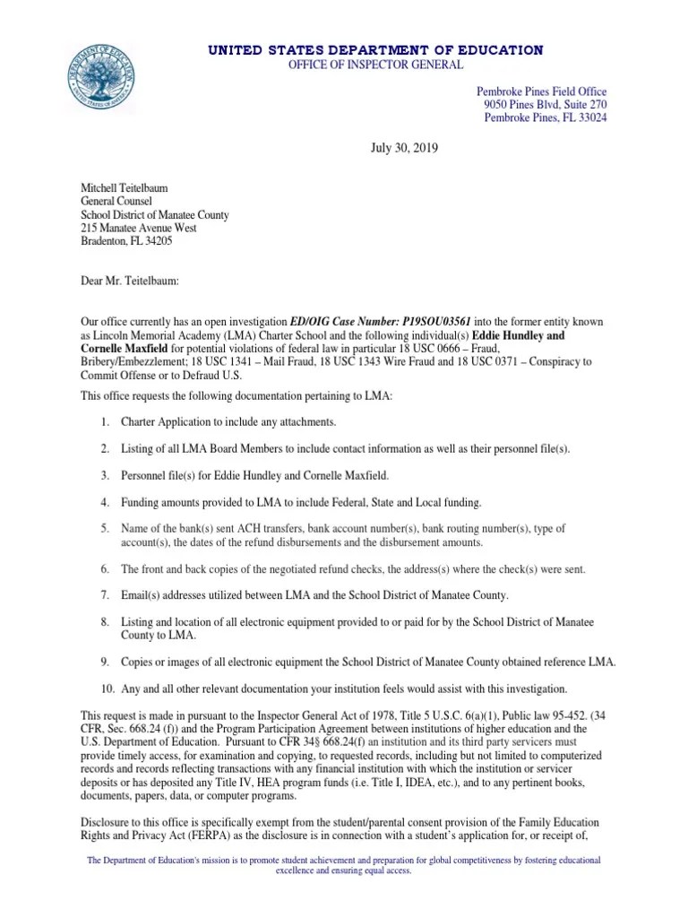 US Department Of Education Letter | PDF | Discovery (Law) | Government ...