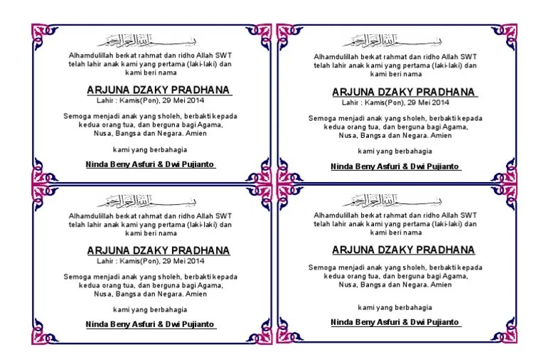 contoh kartu ucapan ulang tahun nasi box berbagi info kartu. Contoh Kartu Ucapan Aqiqah Bayi Pada Berkat Kotak Nasi 1 Pdf