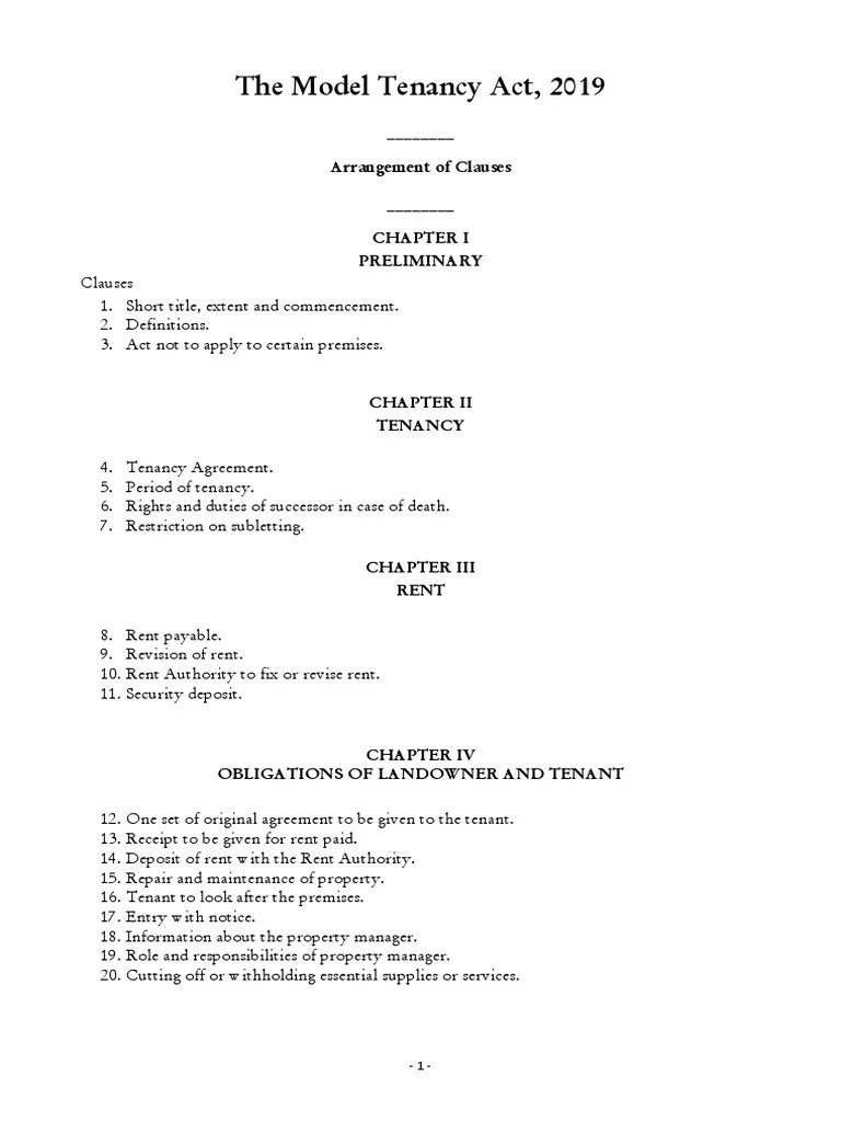 5d25fb70671ebdraft Model Tenancy Act, 2019 | PDF | Leasehold Estate | Tribunal