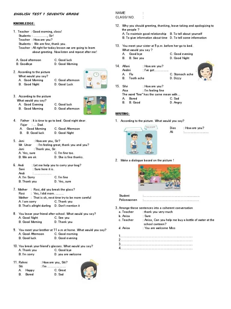 Contoh soal essay bahasa inggris smp kelas 7. Soal Kelas 7 Pdf
