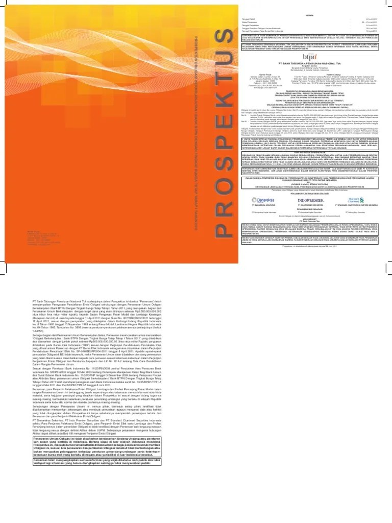 Prospektus OB BTPN I Tahun 2011 | PDF