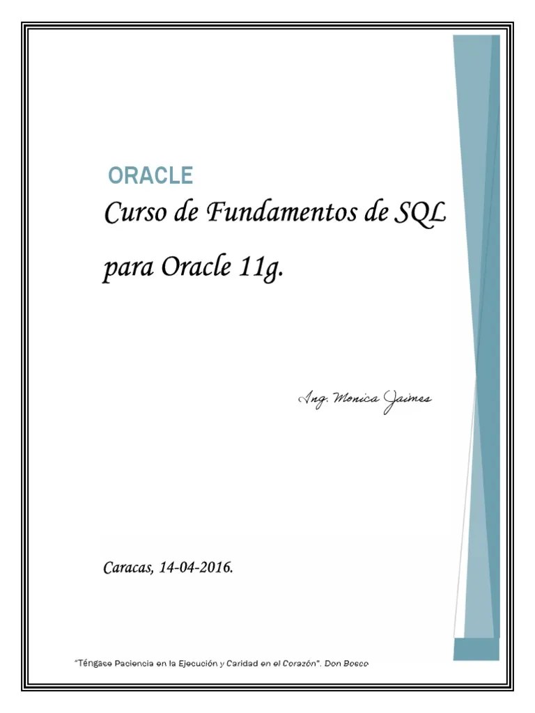 Manual Oracle SQL 2016 Definitivo | PDF | SQL | Bases De Datos