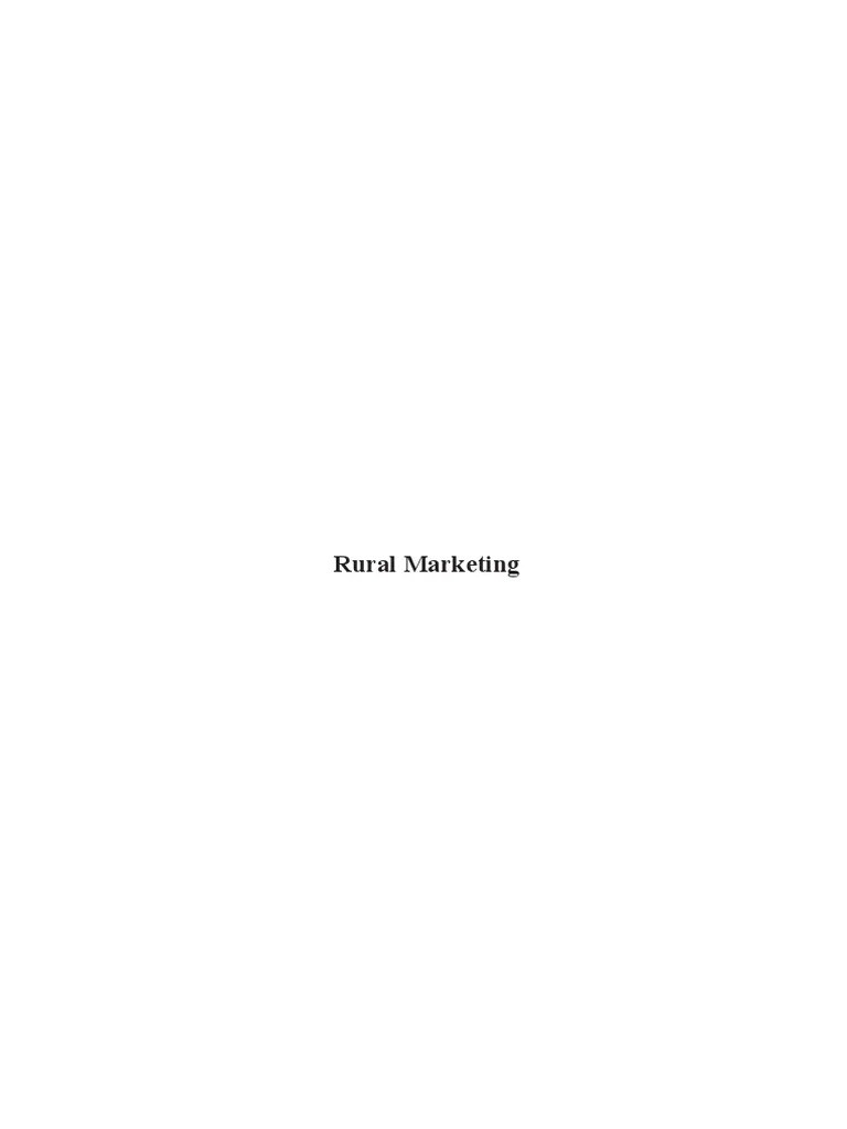 Rural Marketing PDF | PDF | Brand | Marketing