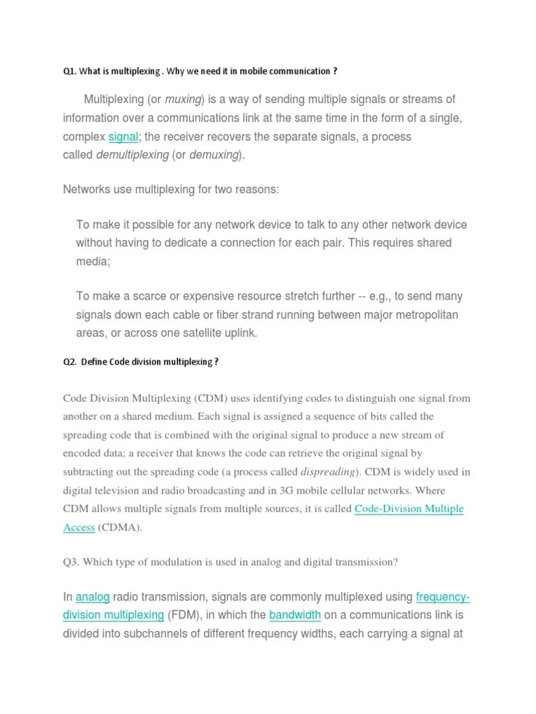 Mobile Computing Unit 1 | PDF | Multiplexing | Wavelength Division ...