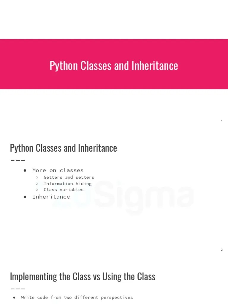 Python Classes And Inheritance | PDF | Class (Computer Programming ...