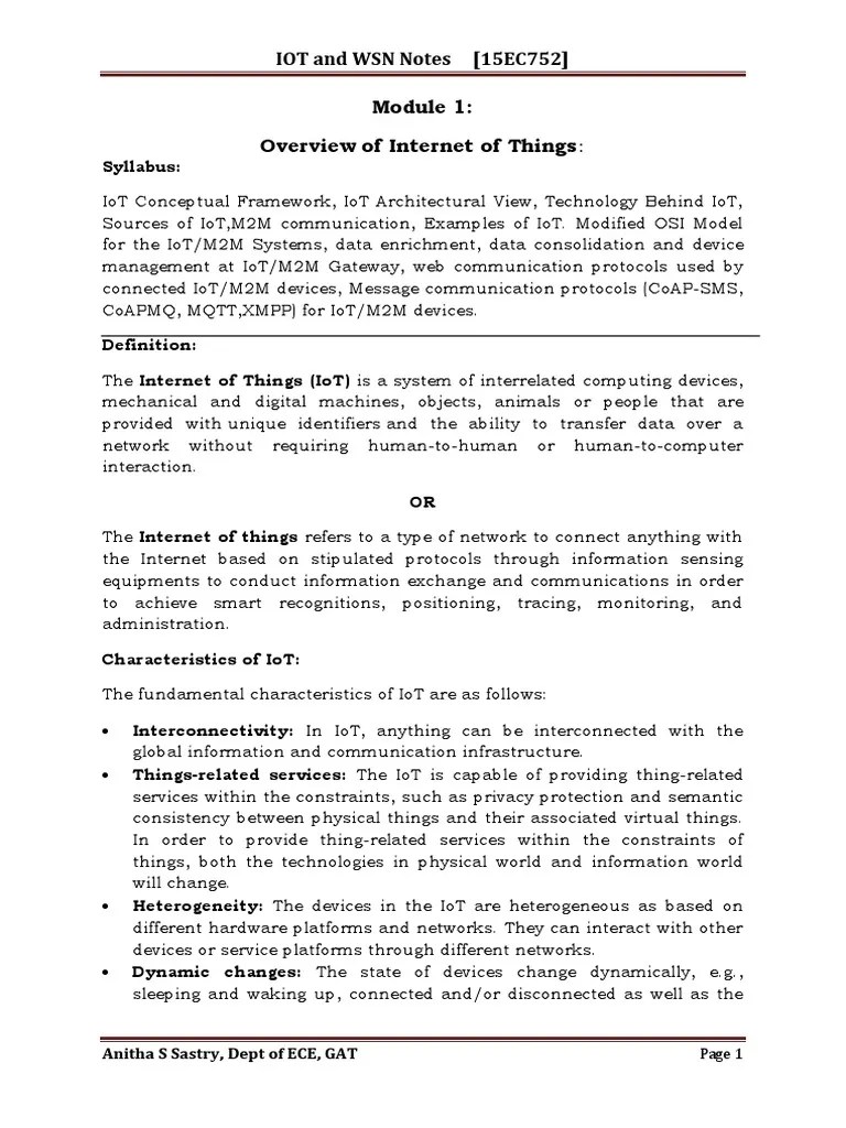 Ans Iot Module 1 | PDF | Internet Of Things | Representational State ...