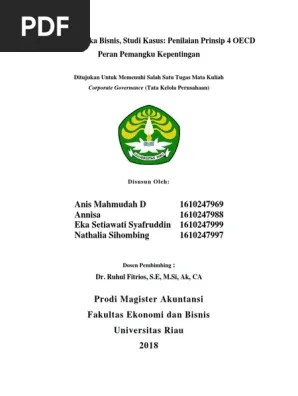 Makalah Kel 4) Pengantar Etika Bisnis Studi Kasus Penilaian Prinsip 4 OECD  Peran Pemangku Kepentingan | PDF