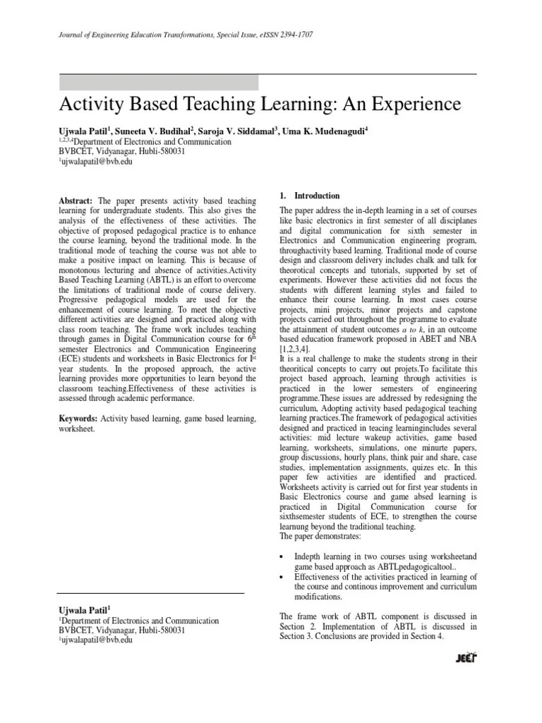 An Activity Based Learning - 2016 PDF | PDF | Learning | Teachers