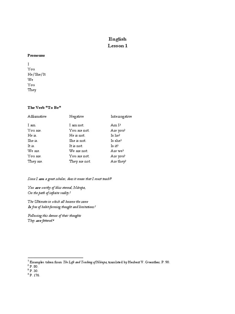 English Lesson 1: Pronouns | PDF | Language Mechanics | Syntax