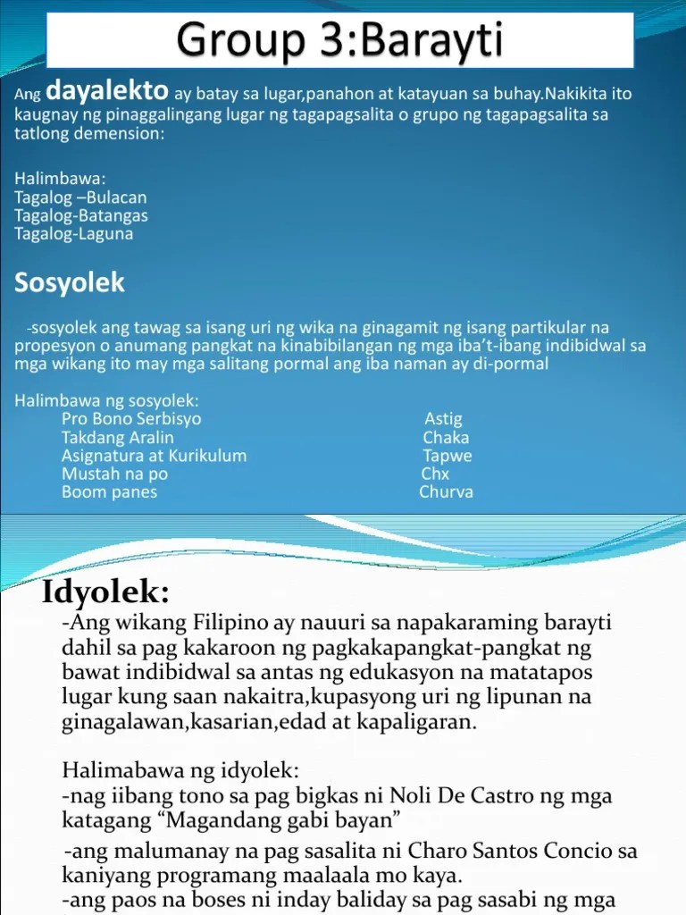 Halimbawa ay pinagsamang salitang tagalog at intsik. Komunikasyon Sa Filipino Pdf