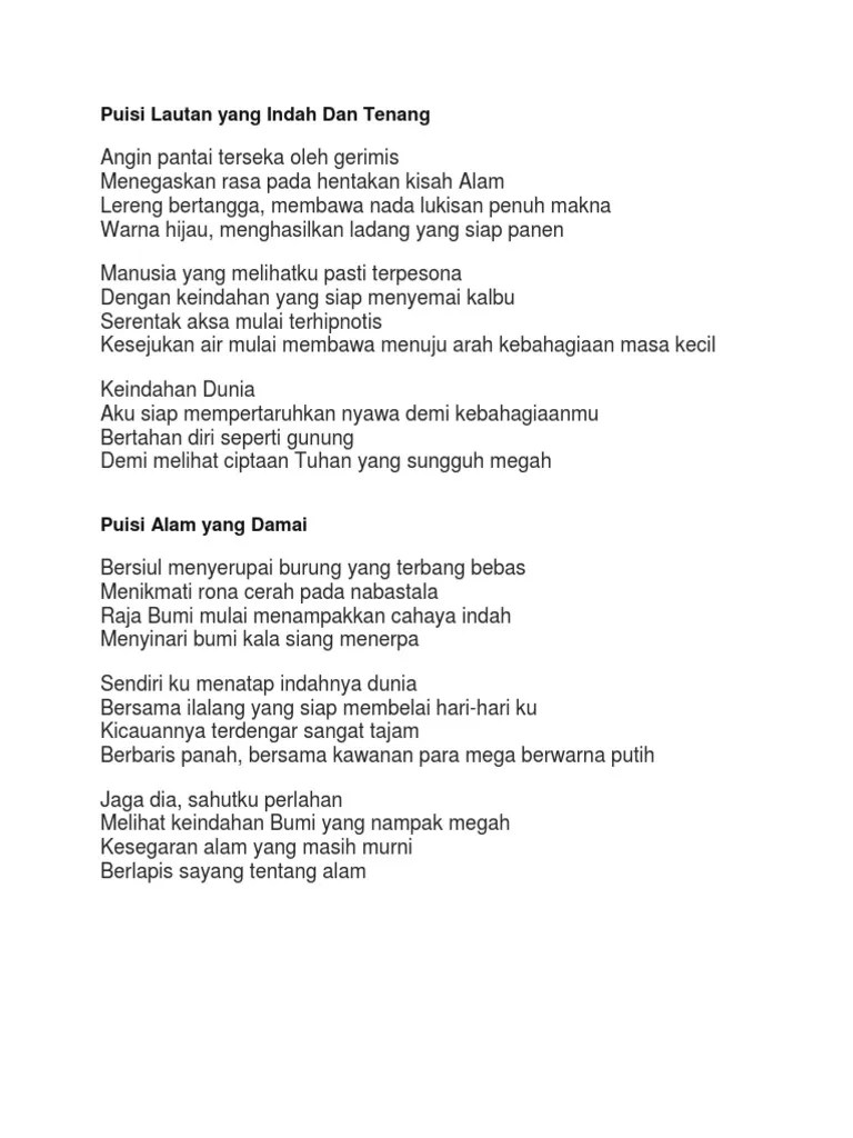 Puisi Lautan Yang Indah Dan Tenang | PDF