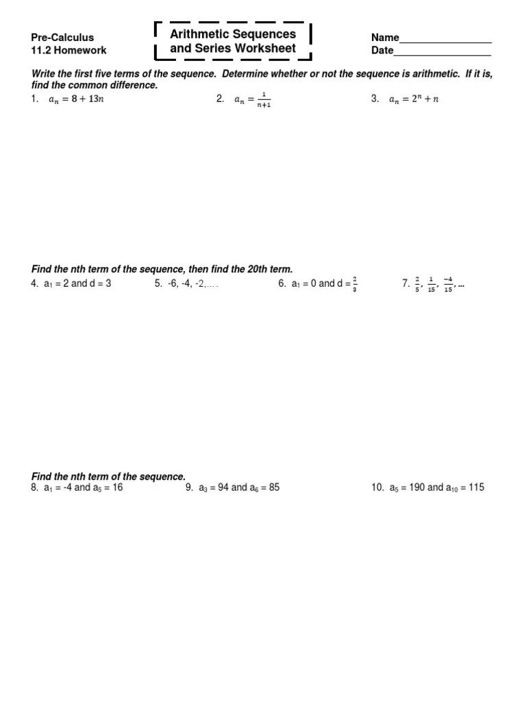 The next term in the arithmetic progression will be −1. Fastest Sum Of Arithmetic Sequence Worksheet With Answers