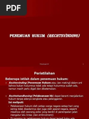 Yang berupa penemuan hukum (interpretasi hukum dan argumentasi hukum).5. Penemuan Hukum Pdf