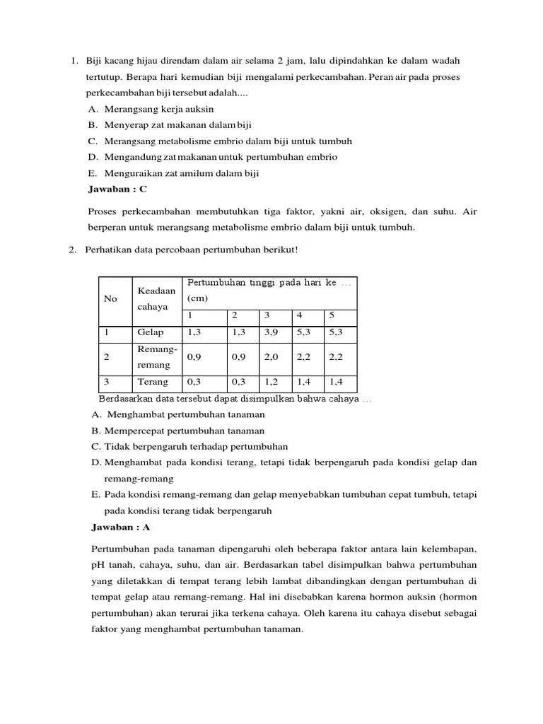 Tanaman yang mengalami etiolasi mempunya ciri sebagai . Soal Dan Pembahasan Biologi Fix Pdf