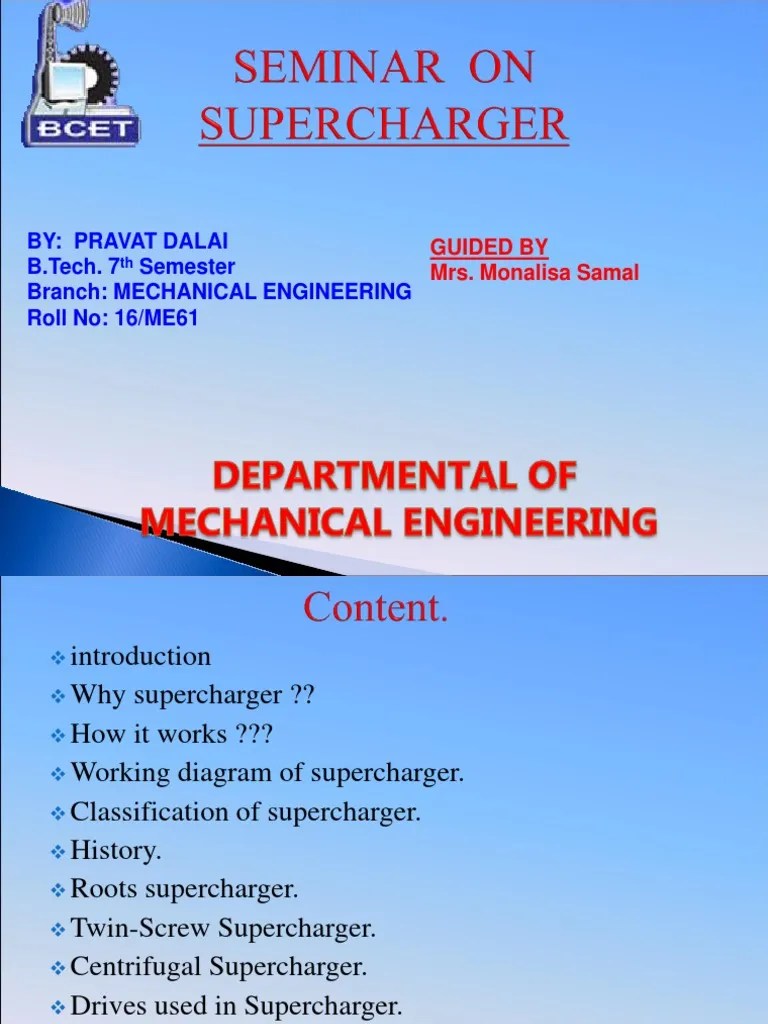 Supercharger | PDF | Turbocharger | Internal Combustion Engine