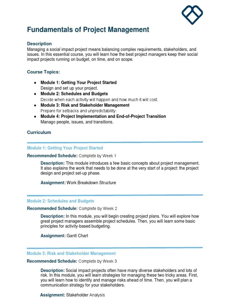 Syllabus Fundamentals Of Project Management Static | PDF | Project ...