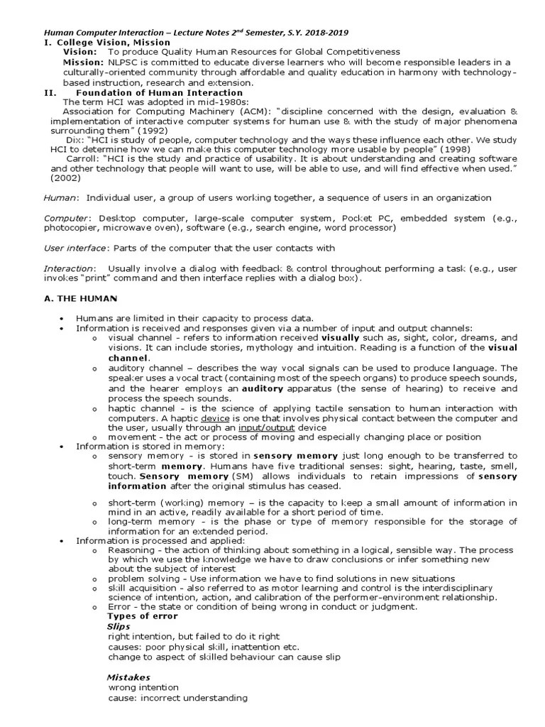 HCI Lecture Notes | PDF | Graphical User Interfaces | Command Line ...