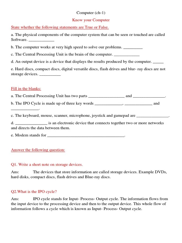 Class 4 Computer ICSE Notes | PDF
