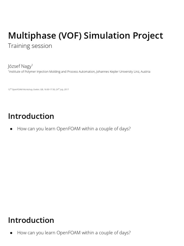 Multiphase (VOF) Simulation Project: Training Session | PDF | Laminar ...