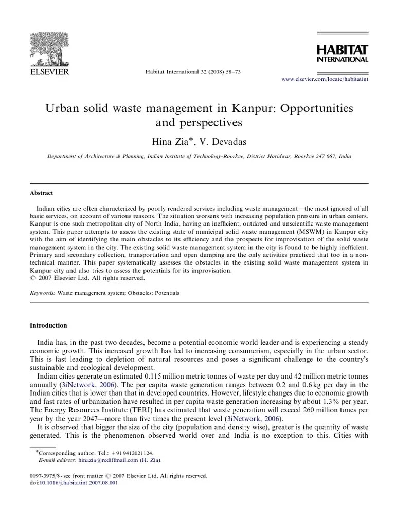 Urban Solid Waste Management In Kanpur O-1 PDF | PDF | Waste Management | Recycling