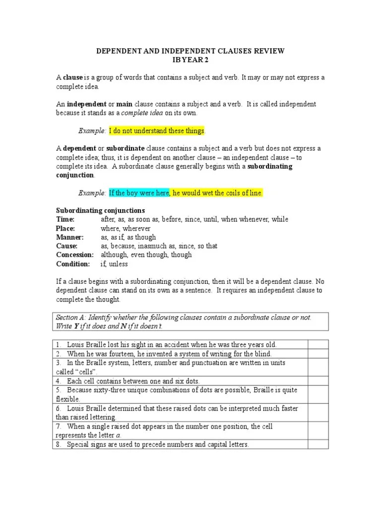 Determine if and where commas are needed in the following sentences. Dependent And Independent Clauses Worksheet Pdf Clause Linguistic Morphology