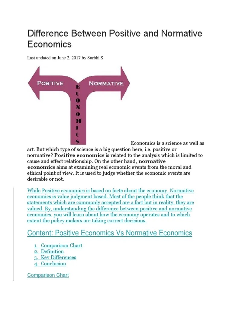 Difference Between Positive And Normative Economics | PDF | Supply And Demand | Economics