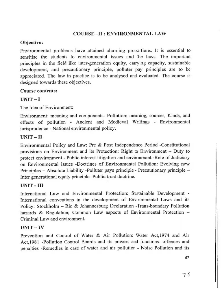 Environmental Syllabus KSLU | PDF