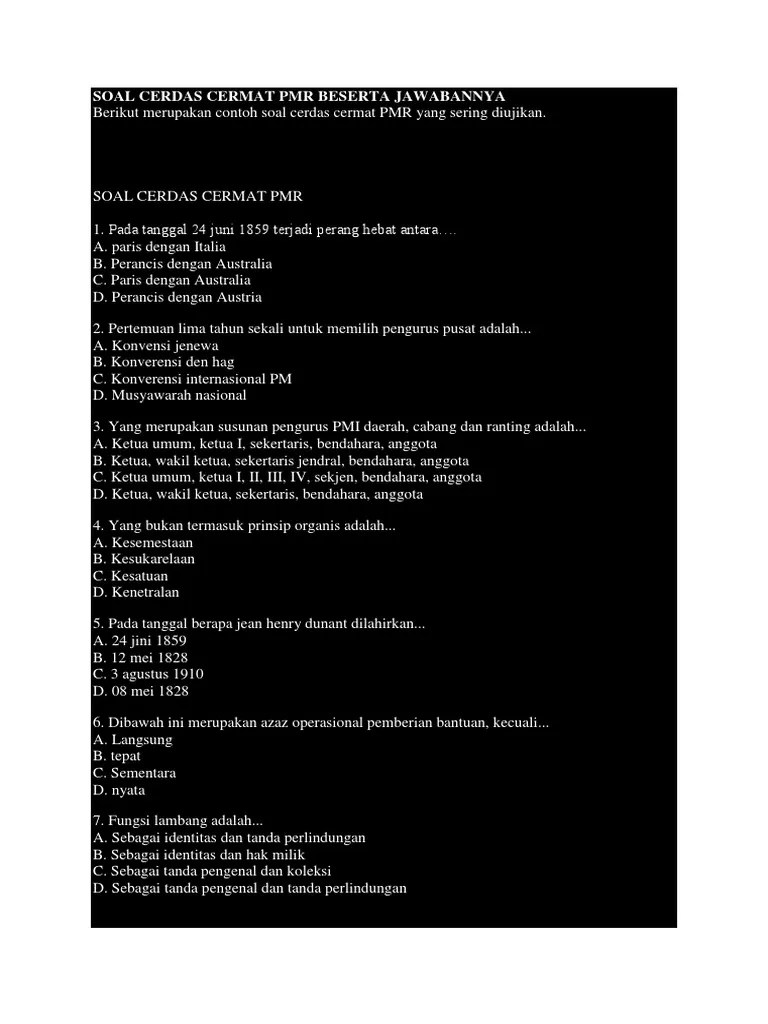 Soal Dan Kunci Jawaban Pmr