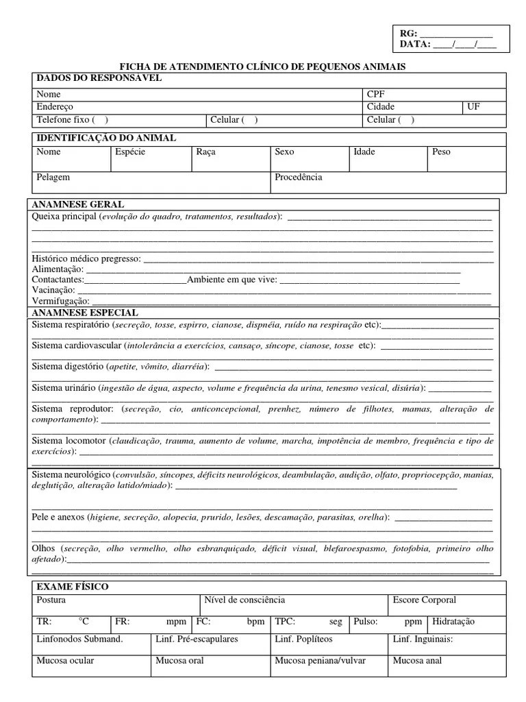 Ficha De Atendimento Clínico PDF | PDF | Especialidades Médicas | Medicina Clínica