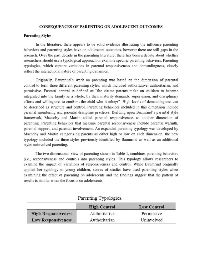 Consequences Of Parenting On Adolescent Outcomes Parenting Styles | PDF | Parenting | Relationships
