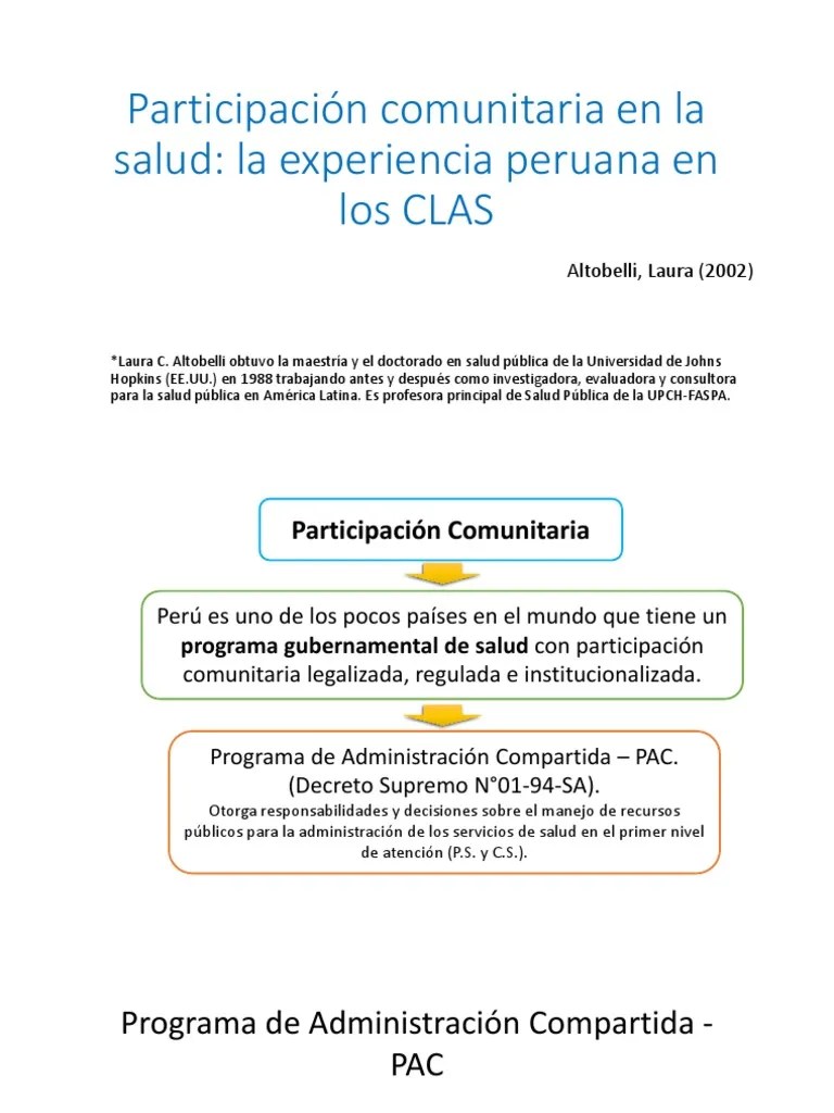 Participación Comunitaria En La Salud | PDF | Estado (política) | Perú