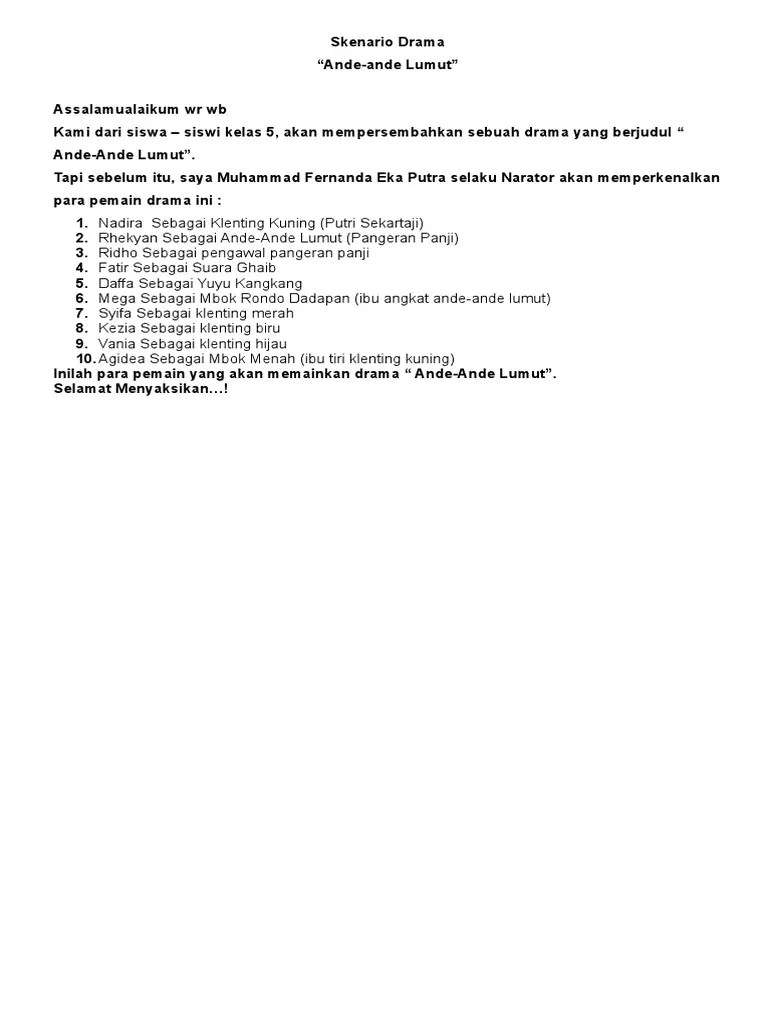 Skenario Drama Ande-Ande Lumut | PDF
