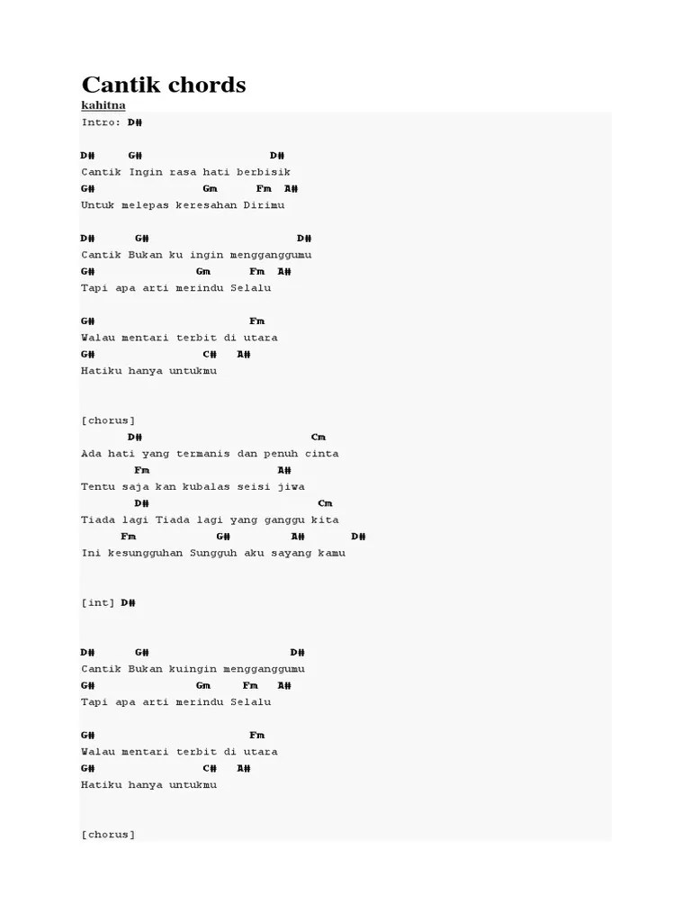 Chord Gitar Ada Hati Yang Termanis Dan Penuh Cinta Lirik