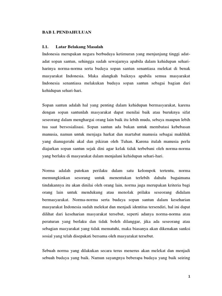 Bab I Budaya Sopan Santun Di Kalangan Remaja Indonesia | PDF
