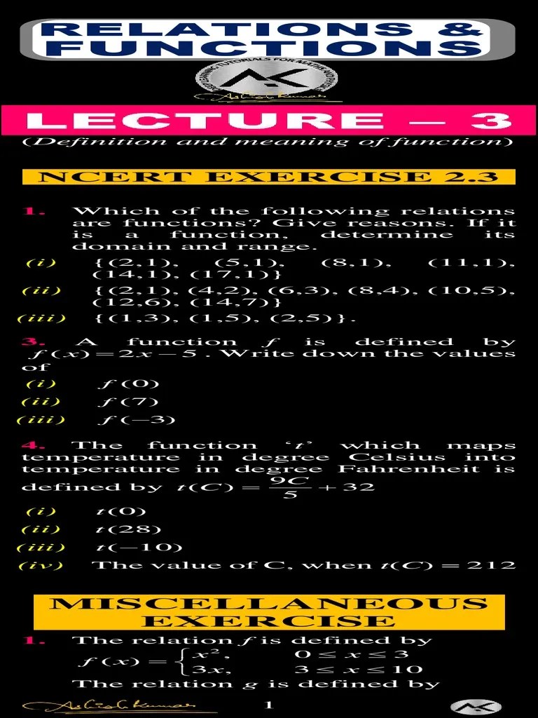 2 Relations And Functions Lecture 3 | PDF | Algebra | Discrete Mathematics