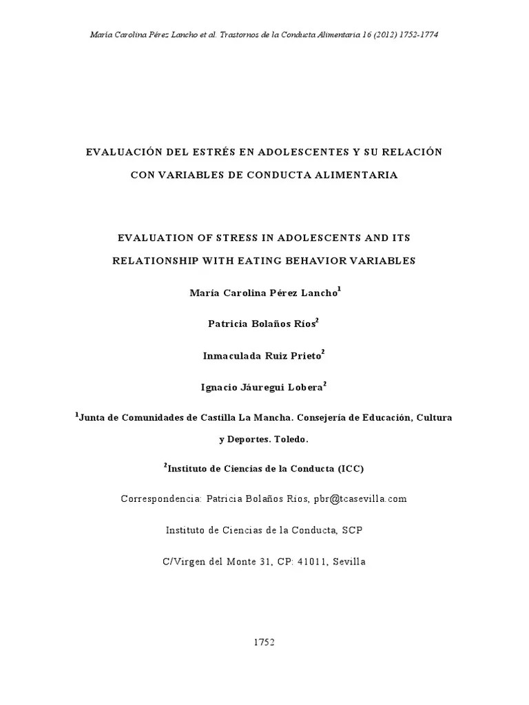 Estrés En Adolescentes Y Conducta Alimentaria | PDF | Glucocorticoides | Estrés (biología)