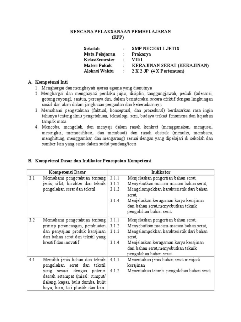 Sebagai contoh chloramphenicol dapat dibuat secara sintesa total,. Rpp Prakarya Kelas Vii Semseter 1 Kerajinan Pdf