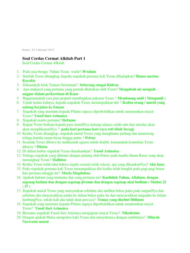 Soal Kitab Suci Tambahan | PDF