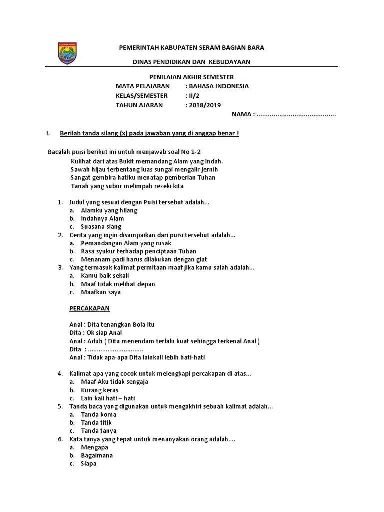 Soal Bahasa Kls 2 | PDF