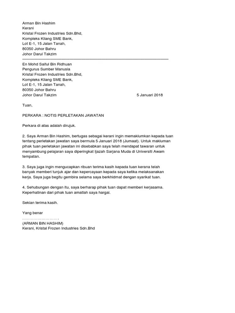Surat Berhenti Kerja Operator Kilang - Surat Permohonan Kerja Kosong Teknik Menulis Contoh Surat Mohon Kerja Terkini Keptennews Com