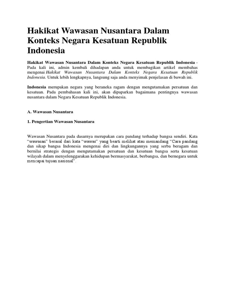 Disimpulkan bahwa pentingnya wawasan nusantara adalah dalam rangka. Nusantara Dalam Kesatuan Republik Pdf
