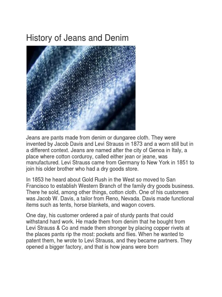 History Of Jeans And Denim | PDF
