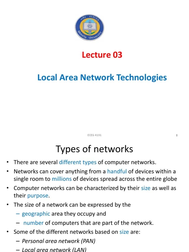 Local Area Network Technologies: ECEG 4191 | PDF | Network Topology ...