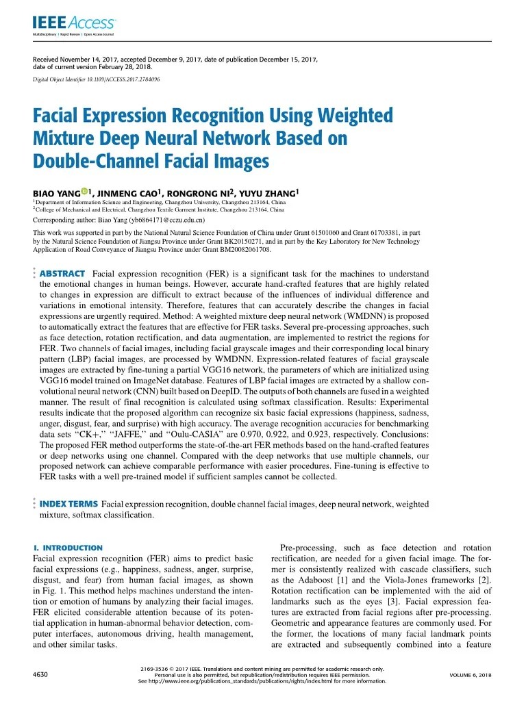 Facial Expression Recognition Using Weighted Mixture Deep Neural ...
