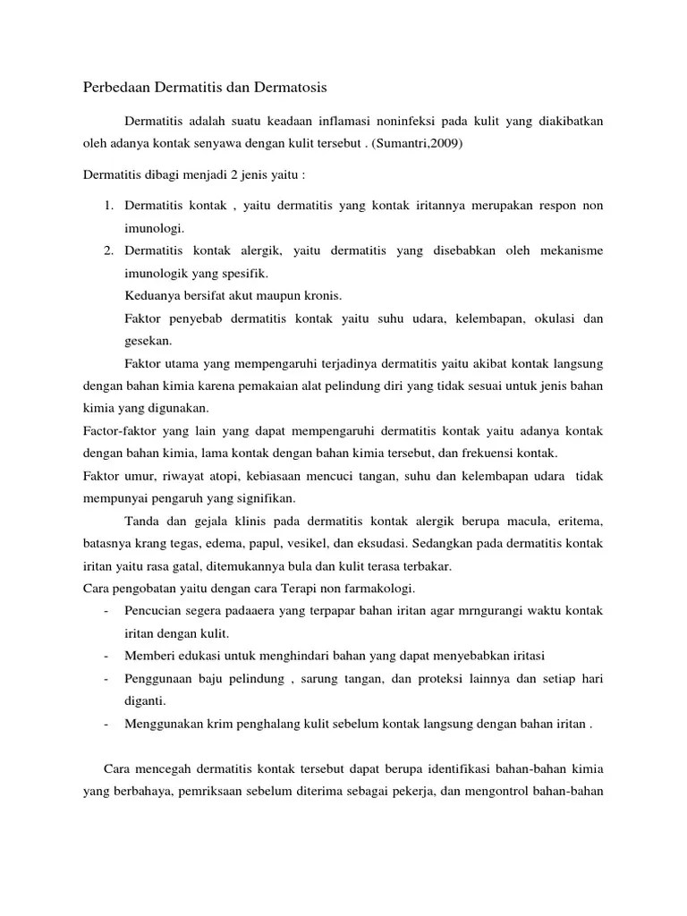 Perbedaan Dermatitis Dan Dermatosis | PDF