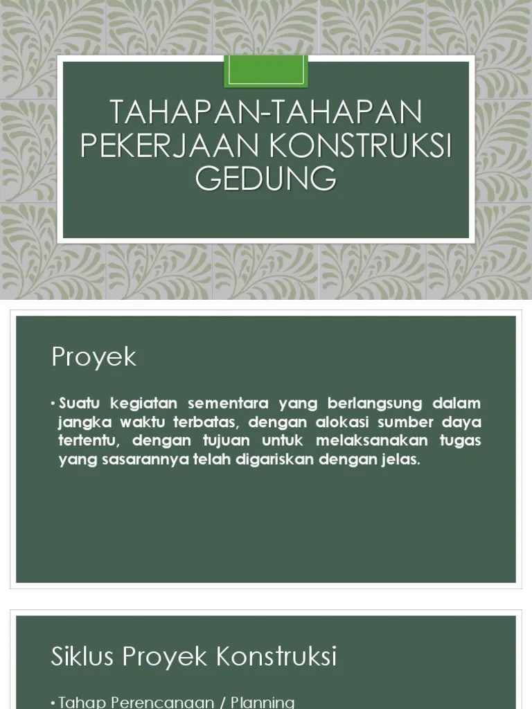 Tahapan-Tahapan Pekerjaan Konstruksi Gedung | PDF