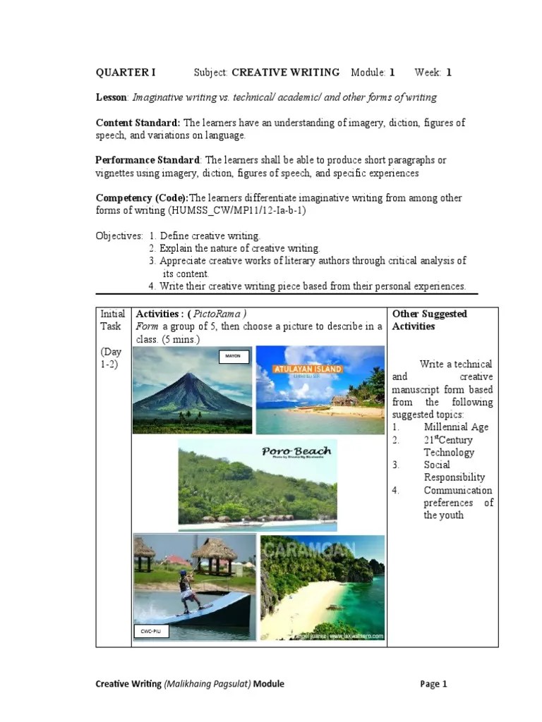 Creative Writing Module | PDF | Writers | Essays