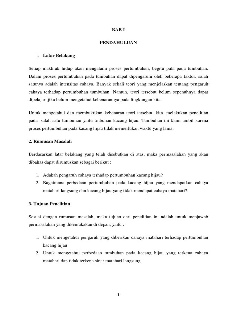 Pengaruh Cahaya Bagi Pertumbuhan Tanaman Kacang Hijau 